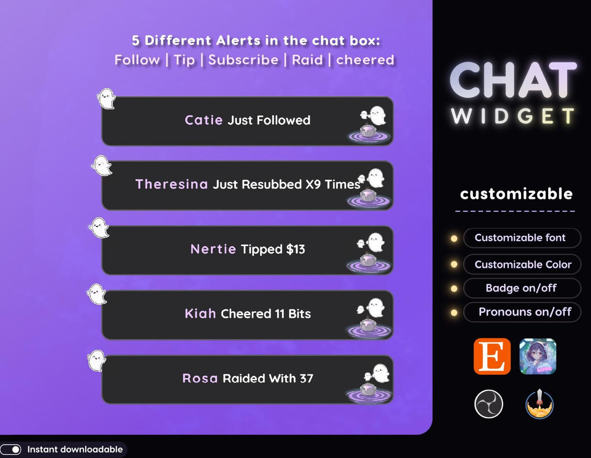Spooky Ghost Chat Widget | Twitch StreamElements Animated Horror Stream Overlay | VTuber Streamer