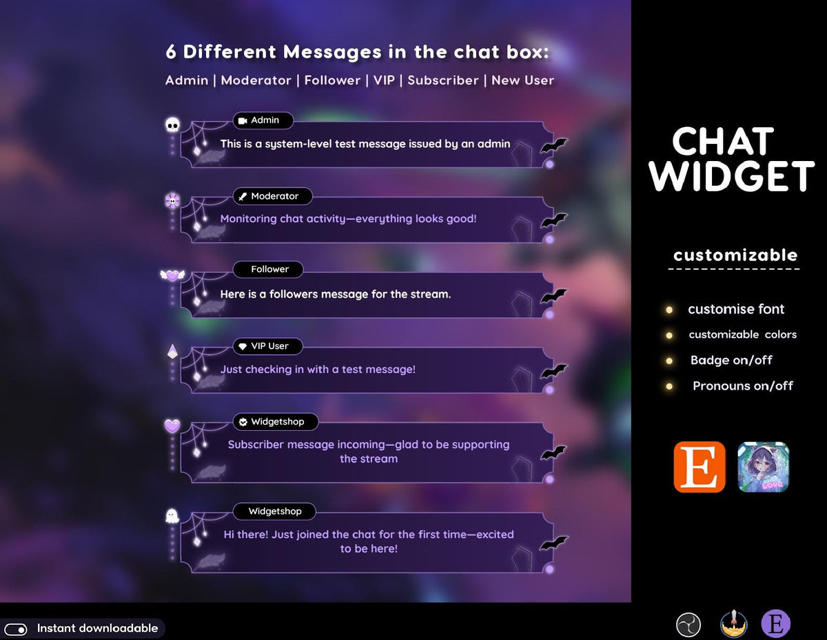 Halloween Skull Ghost Twitch Chat Widget – Customizable Stream Overlay (Digital Download)