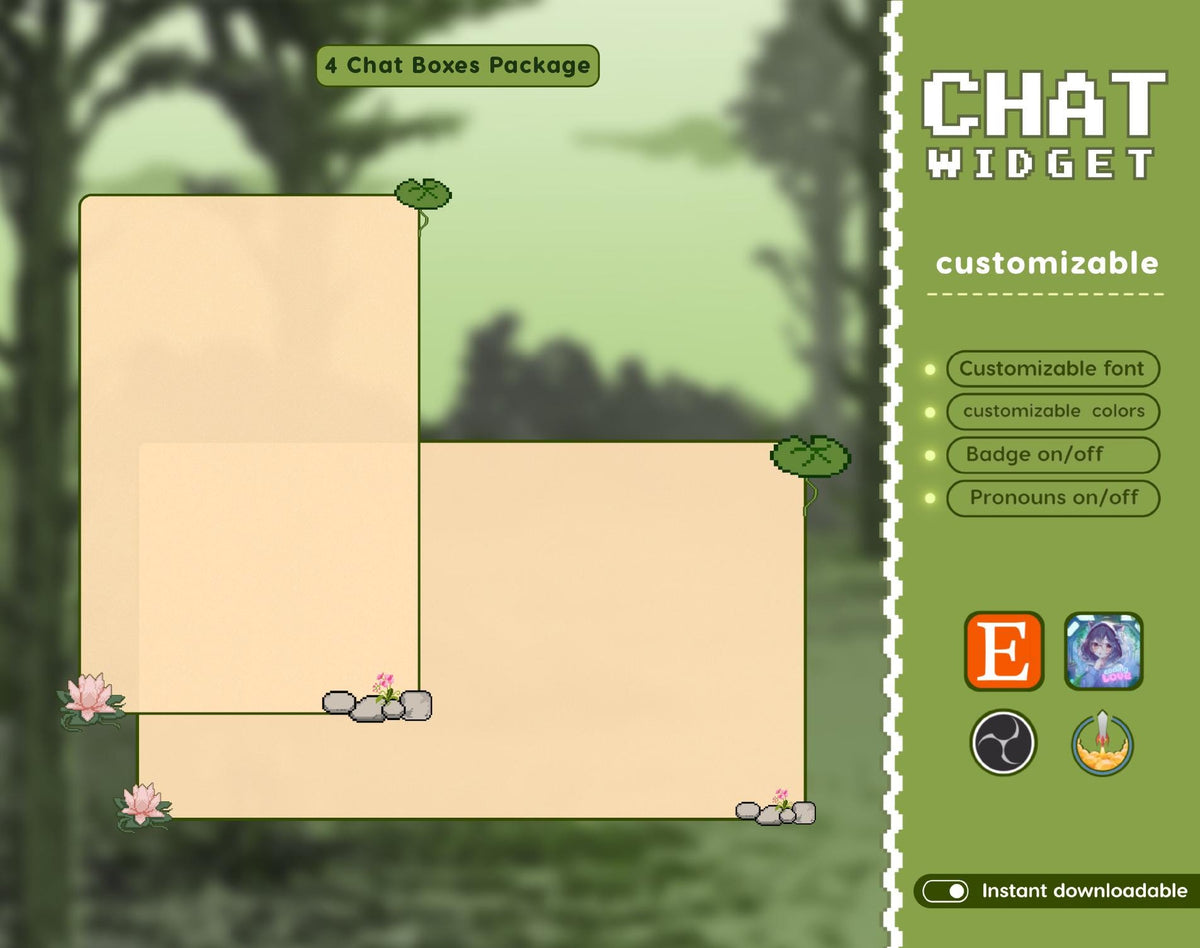 Froggy Pixel Chat Widget | Twitch StreamElements Animated Nature Stream Overlay | Cozy VTuber Streamer