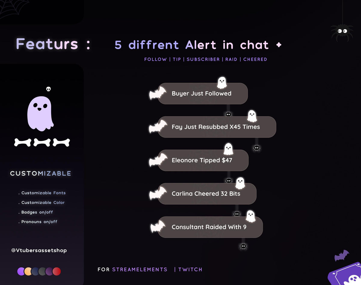 Halloween Spooky Twitch Chat Widget - Ghost Skull Theme (Digital Download)