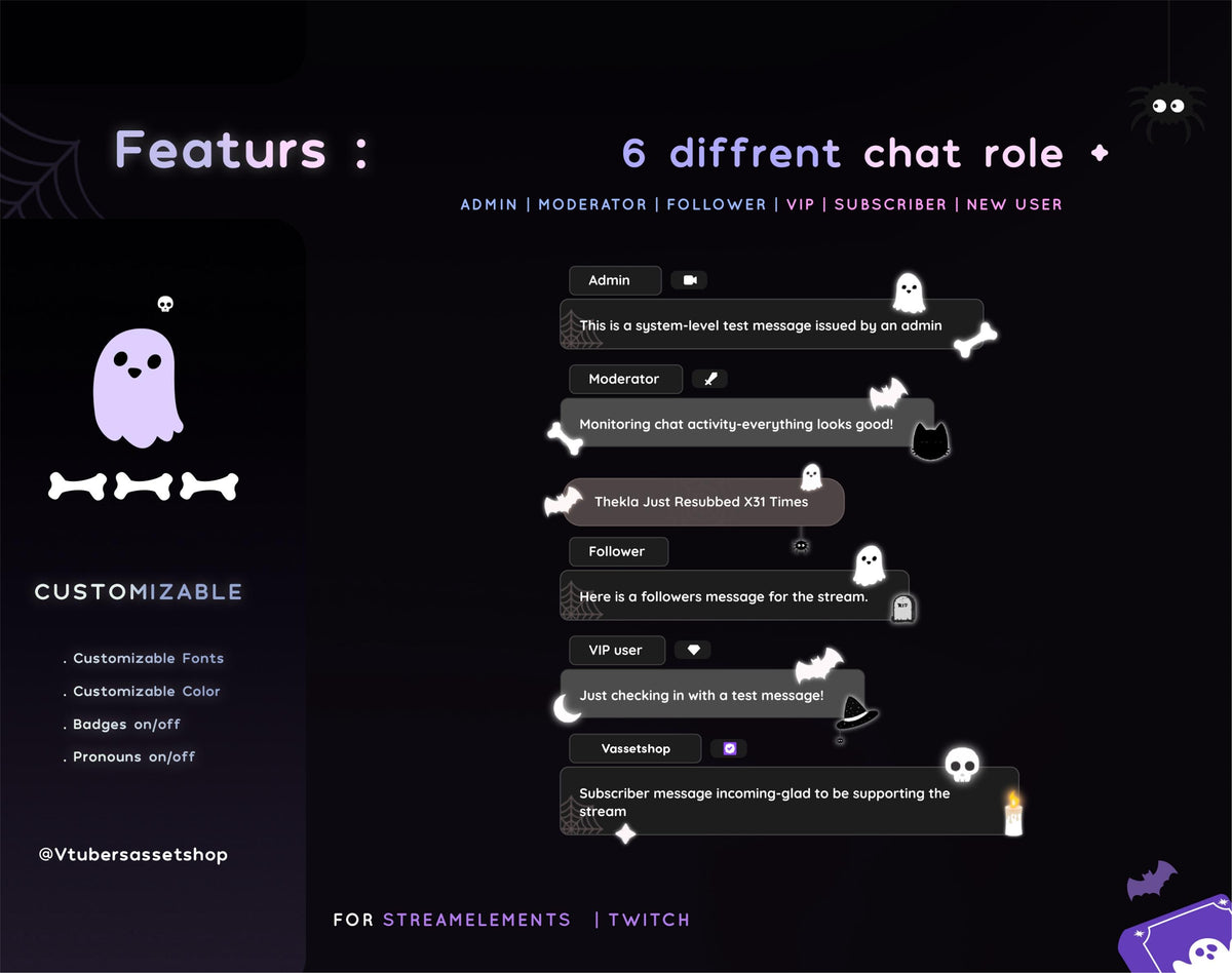 Halloween Spooky Twitch Chat Widget - Ghost Skull Theme (Digital Download)