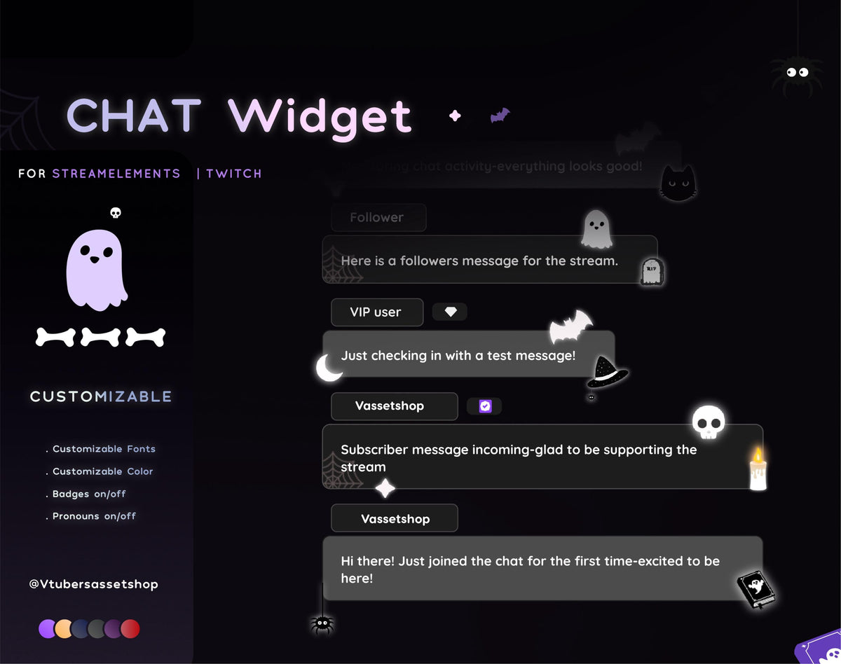 Halloween Spooky Twitch Chat Widget - Ghost Skull Theme (Digital Download)