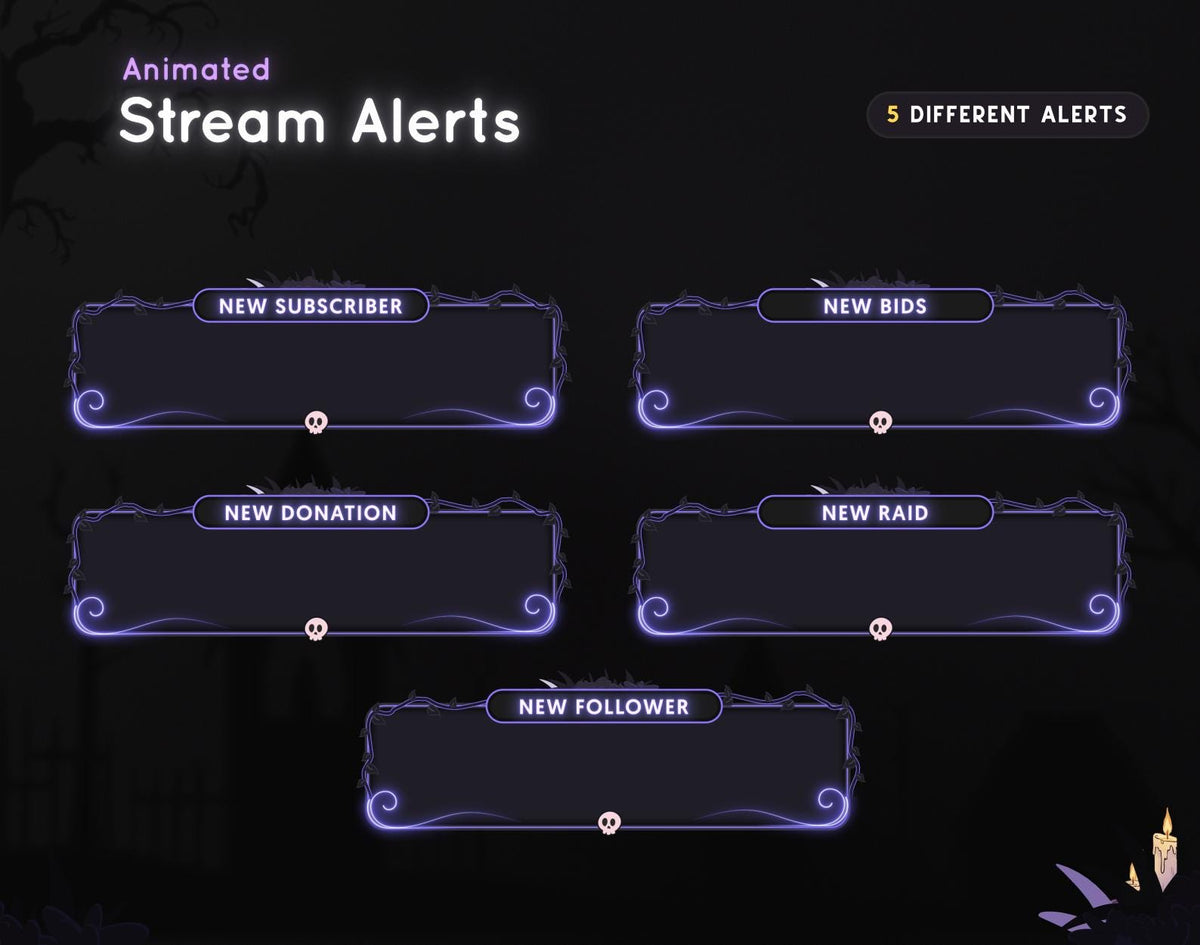 Spooky Gothic Room Overlay Package: Halloween Streaming Room - Animated Alerts & Widgets