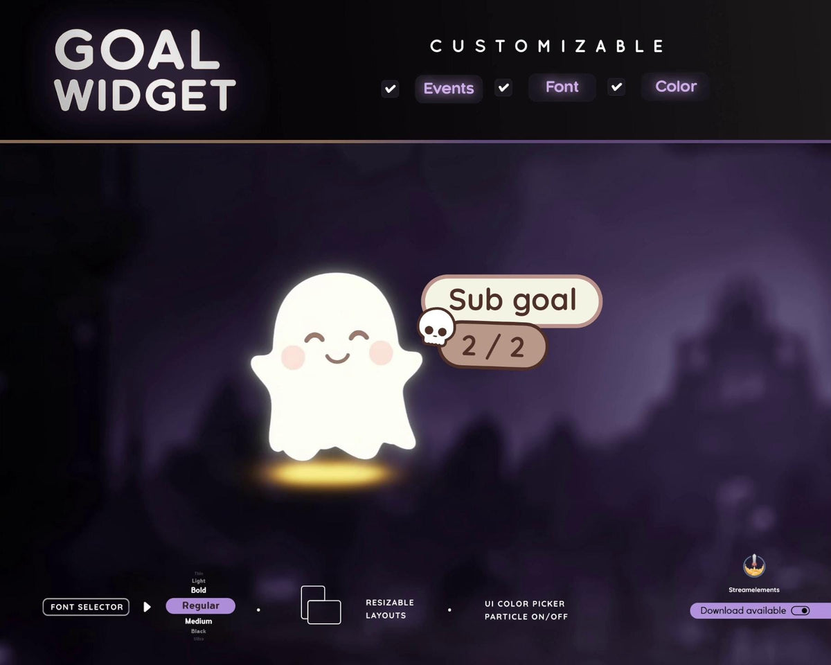 Halloween Ghost Stream Goal Widget: Customizable Streamelements Only
