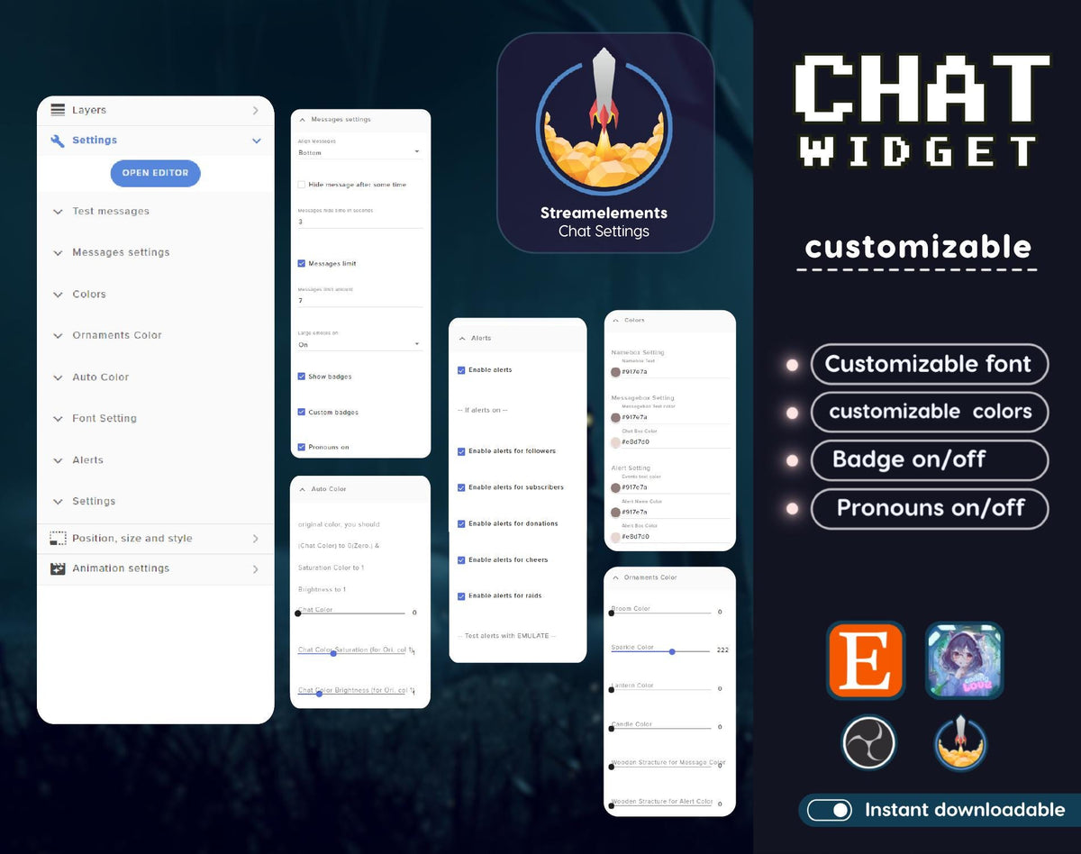 Halloween Pixel Chat Widget | Twitch StreamElements OBS Spooky Stream Overlay | Horror VTuber Streamer