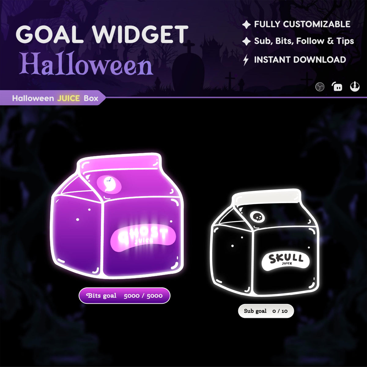 Halloween Juice Box Stream Widget: Spooky Twitch Goal (StreamElements, Streamlabs, OBS)