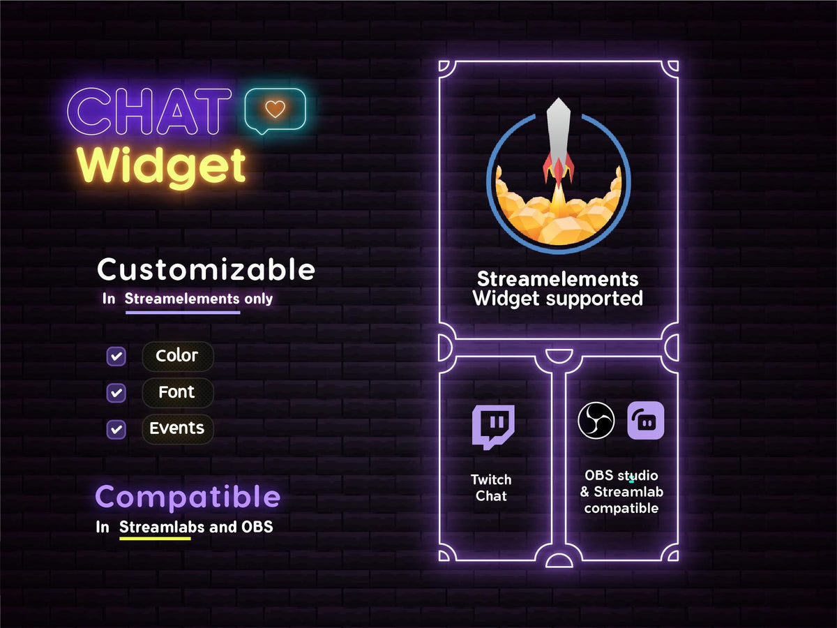 Halloween Twitch Chat Widget Version 2: Spooky Neon Theme (StreamElements) (Digital Download)