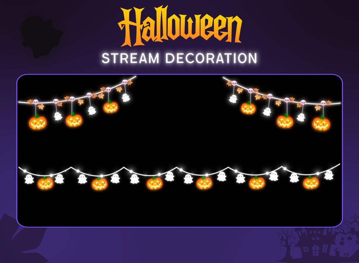 Halloween Pumpkin Stream Decoration | Twitch OBS Animated Overlay | Spooky VTuber Streamer Asset