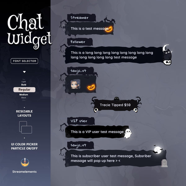 Halloween Twitch Chat Widget: Spooky Theme (StreamElements) (Digital Download)