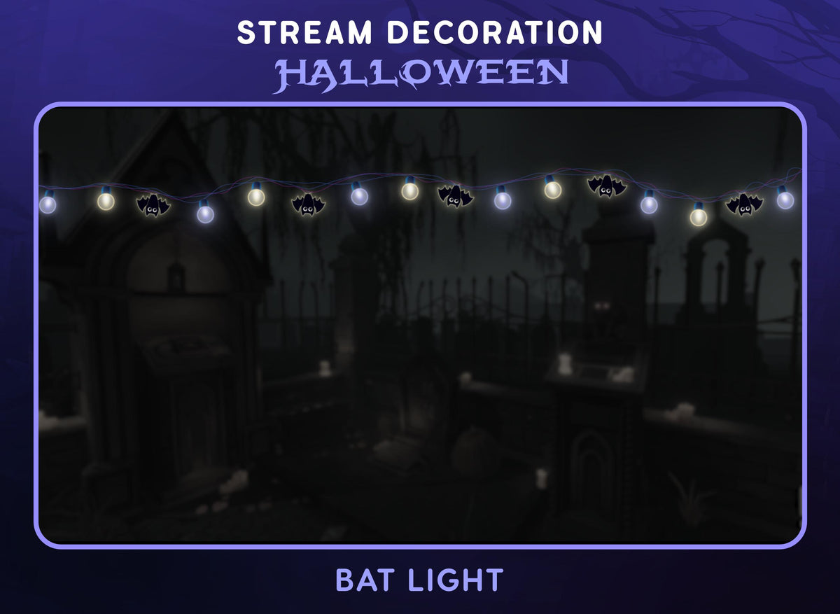 Halloween Spooky Decoration Pack | Twitch OBS Animated Bat Pumpkin Overlay | VTuber Streamer Asset