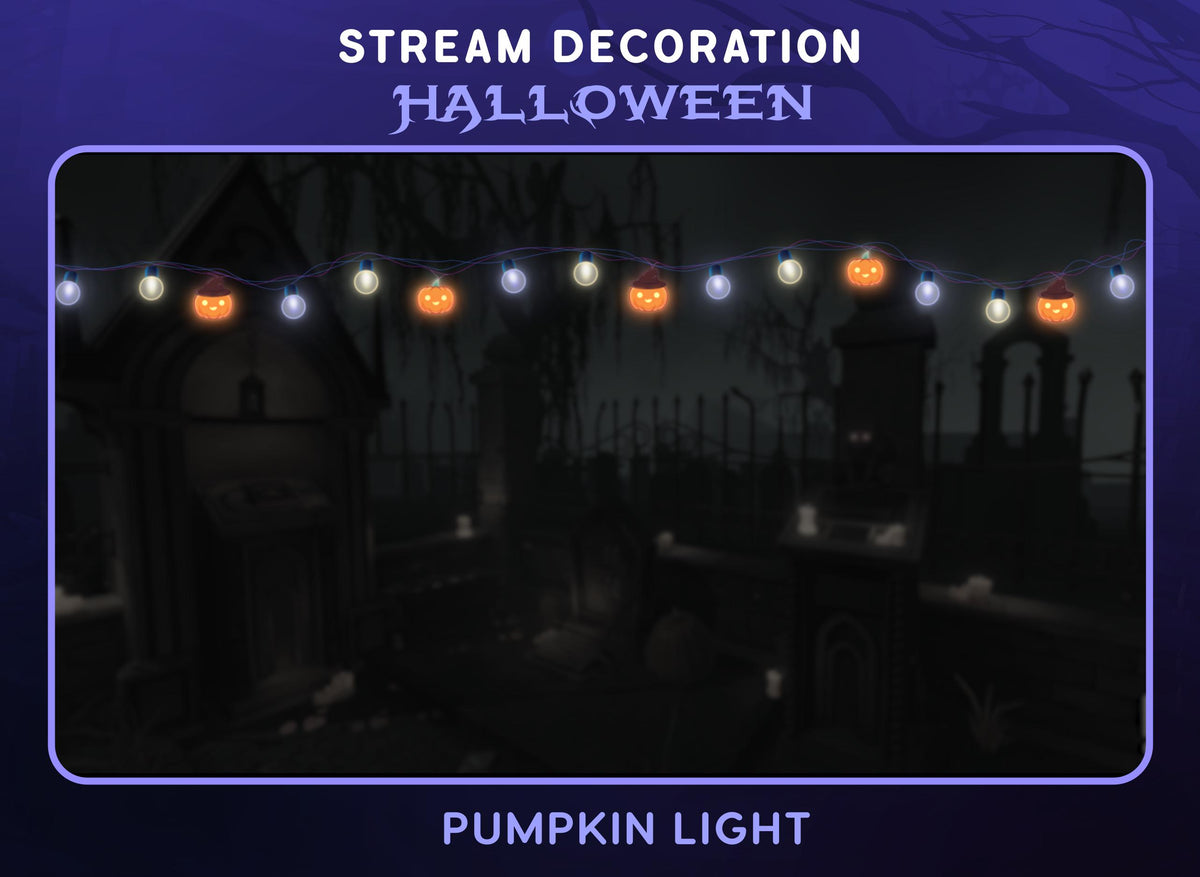 Halloween Spooky Decoration Pack | Twitch OBS Animated Bat Pumpkin Overlay | VTuber Streamer Asset