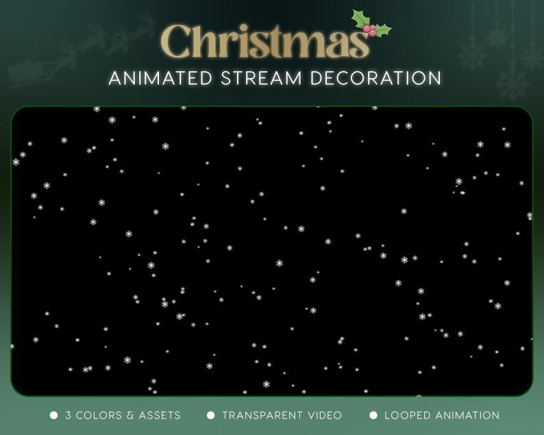 Christmas Lights Stream Decoration | Twitch OBS Animated Falling Snow Overlay | Cozy VTuber Streamer