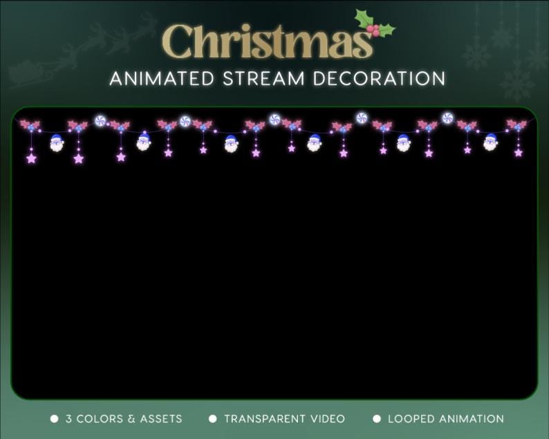 Christmas Tree Stream Decoration | Twitch OBS Animated Santa Snow Overlay | Cozy VTuber Streamer