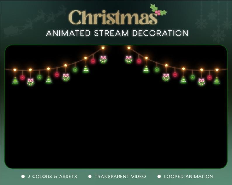 Christmas Tree Stream Decoration | Twitch OBS Animated Santa Snow Overlay | Cozy VTuber Streamer