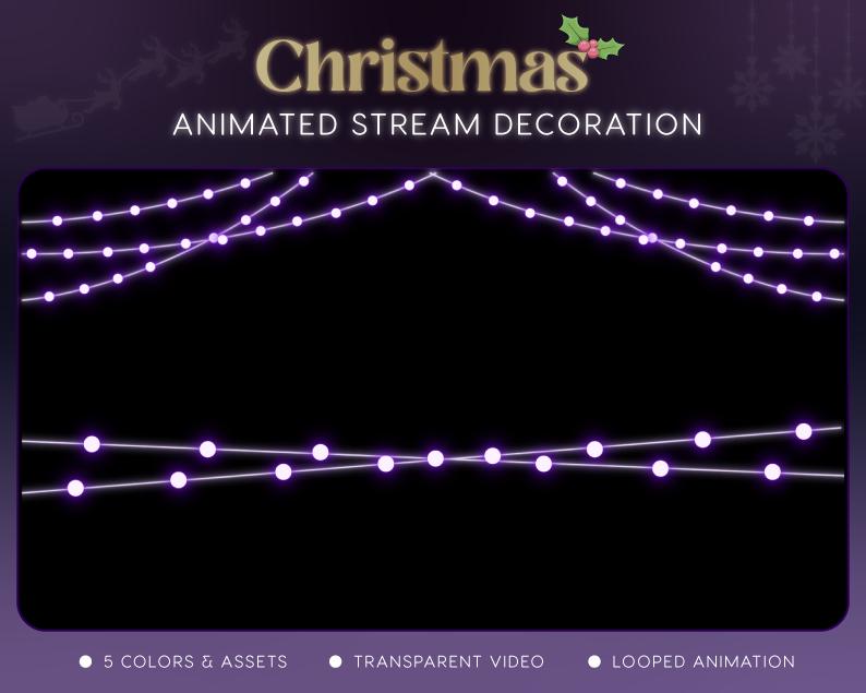 Christmas Winter Stream Decoration | Twitch OBS Animated Lights Overlay | Cozy VTuber Streamer Asset