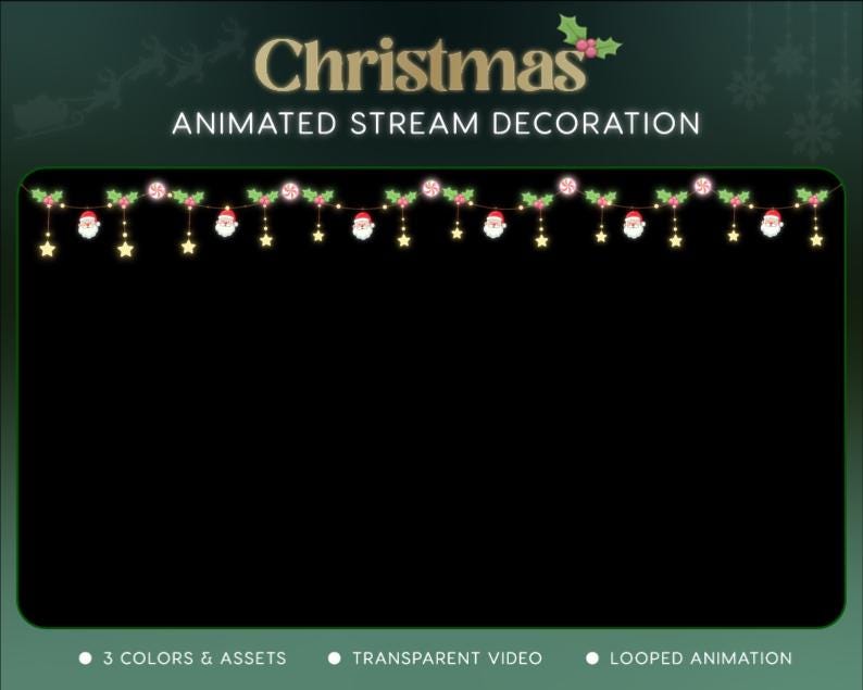Christmas Tree Stream Decoration | Twitch OBS Animated Santa Snow Overlay | Cozy VTuber Streamer