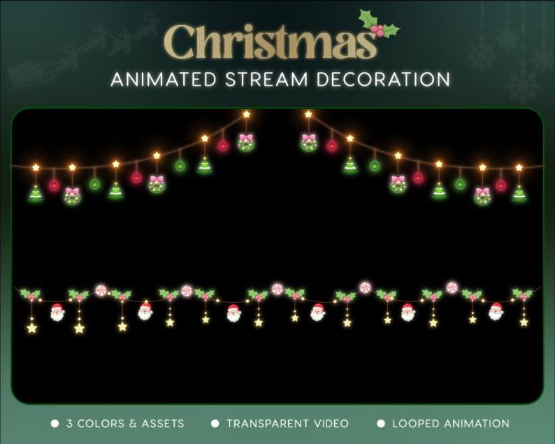 Christmas Tree Stream Decoration | Twitch OBS Animated Santa Snow Overlay | Cozy VTuber Streamer