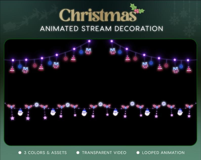 Christmas Tree Stream Decoration | Twitch OBS Animated Santa Snow Overlay | Cozy VTuber Streamer