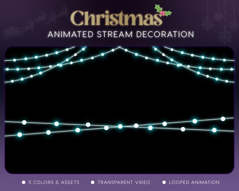 Christmas Winter Stream Decoration | Twitch OBS Animated Lights Overlay | Cozy VTuber Streamer Asset