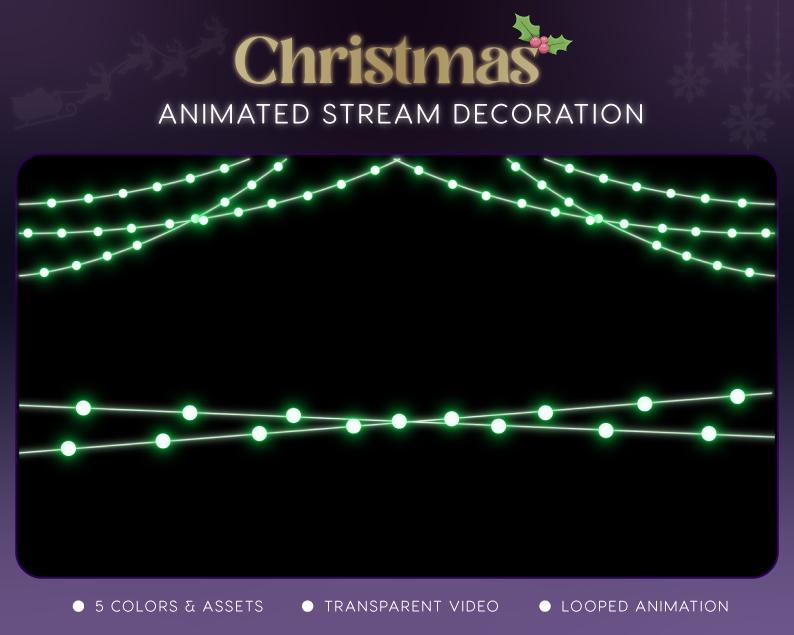 Christmas Winter Stream Decoration | Twitch OBS Animated Lights Overlay | Cozy VTuber Streamer Asset