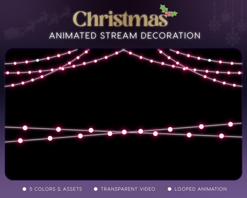 Christmas Winter Stream Decoration | Twitch OBS Animated Lights Overlay | Cozy VTuber Streamer Asset