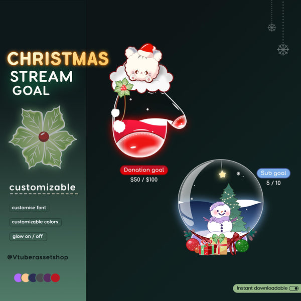 Christmas Combo Goal | Snow Globe | Hand Shock | Stream Widget | Festive Twitch Overlay