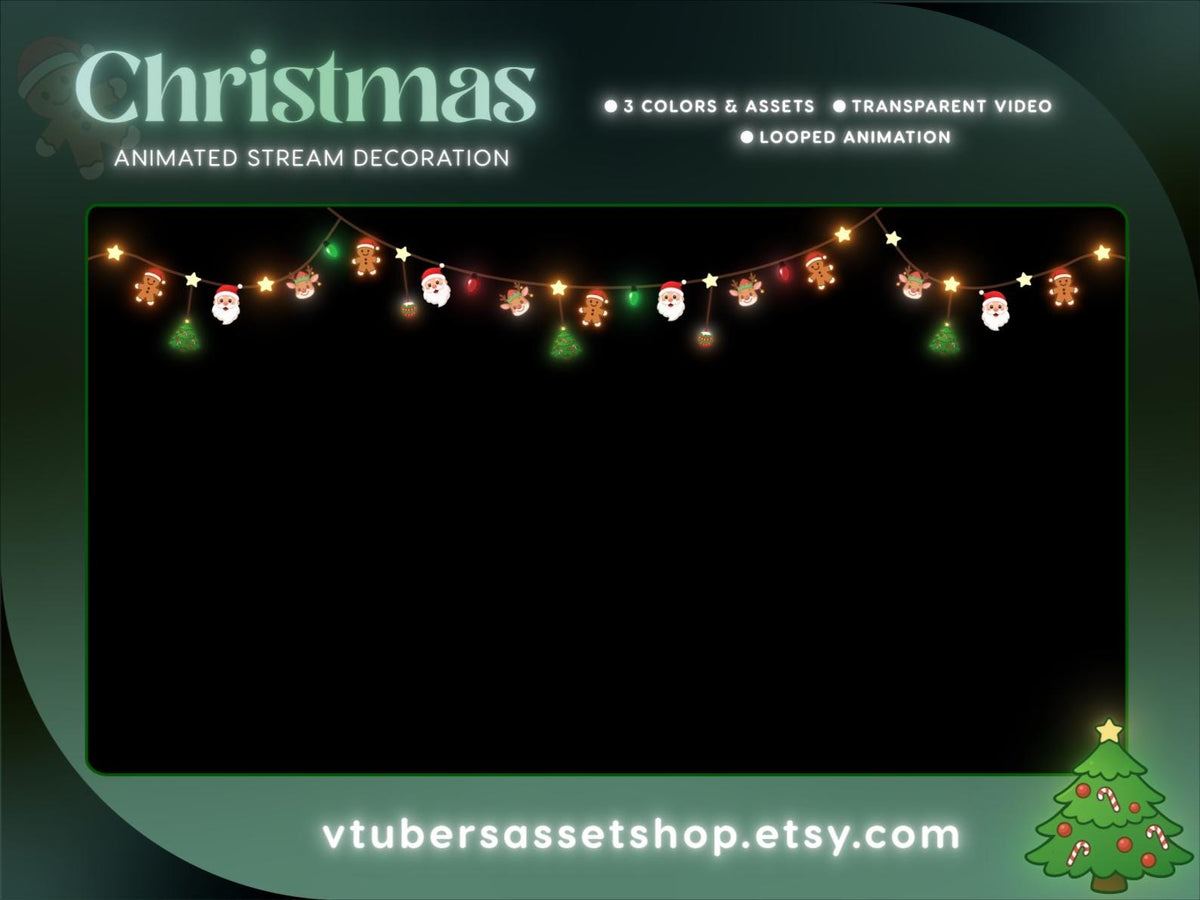 Xmas Animated Stream Decoration | Merry Christmas Twitch Overlay (Digital Download)