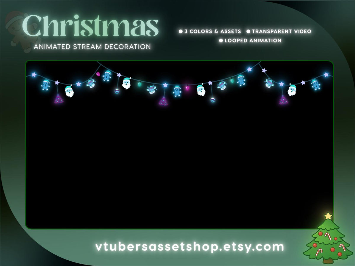 Xmas Animated Stream Decoration | Merry Christmas Twitch Overlay (Digital Download)