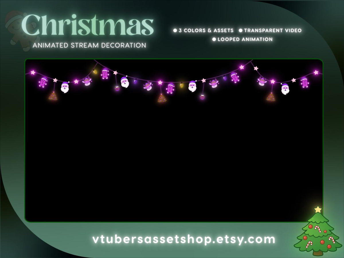 Xmas Animated Stream Decoration | Merry Christmas Twitch Overlay (Digital Download)