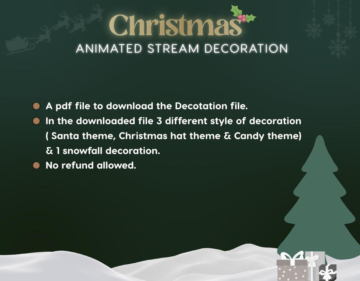 Christmas Lights Twitch Stream Decoration With Falling Snow, Shock, Santa Winter Overlay