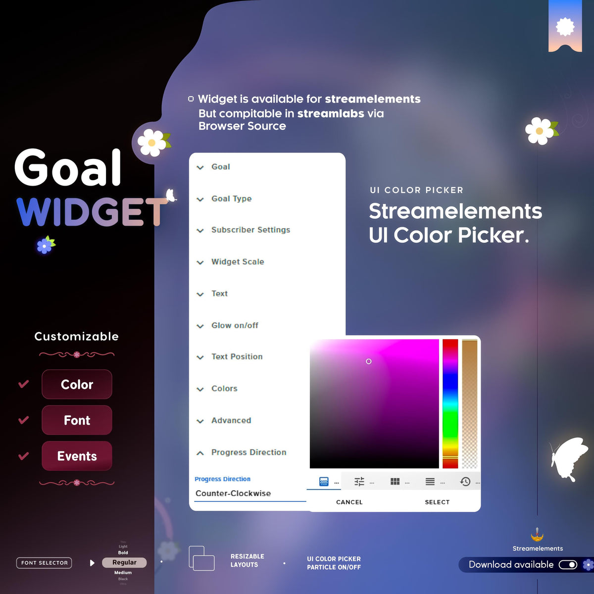 Floral Twitch Goal Widget: Spring Flower Theme - StreamElements