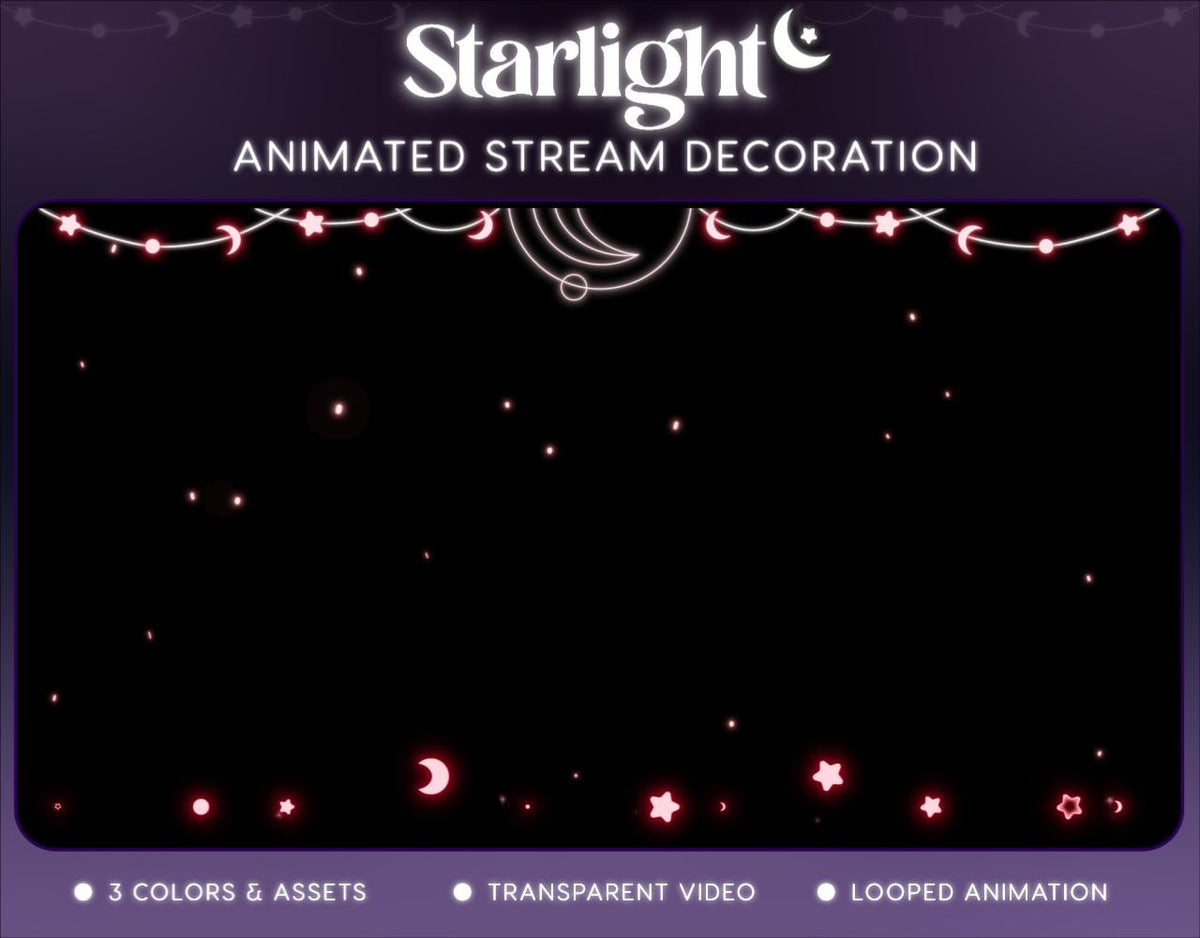Starlight Animated Stream Decoration | Twitch OBS Celestial Overlay | VTuber Streamer Asset