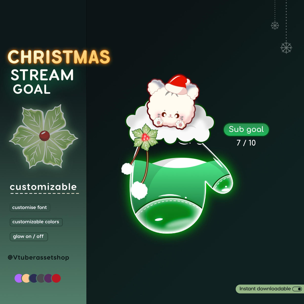 Christmas Combo Goal | Snow Globe | Hand Shock | Stream Widget | Festive Twitch Overlay