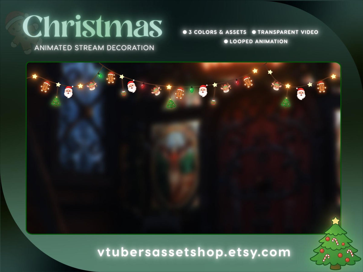 Xmas Animated Stream Decoration | Merry Christmas Twitch Overlay (Digital Download)