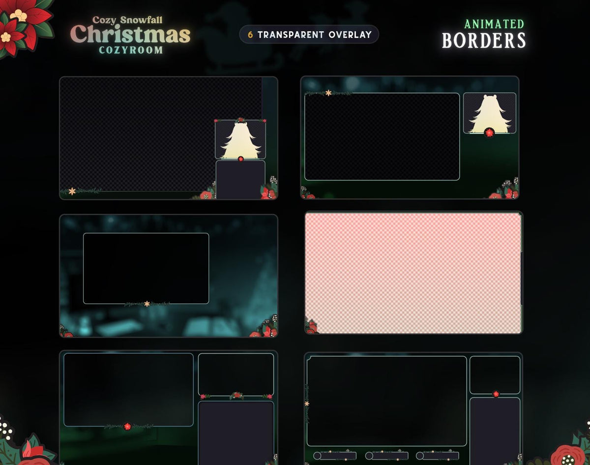 Christmas Cozy Stream Overlay Pack with Chat and Goal Widgets