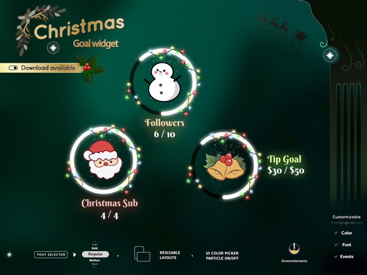 Christmas Light Goal Widget: StreamElements OBS Themes