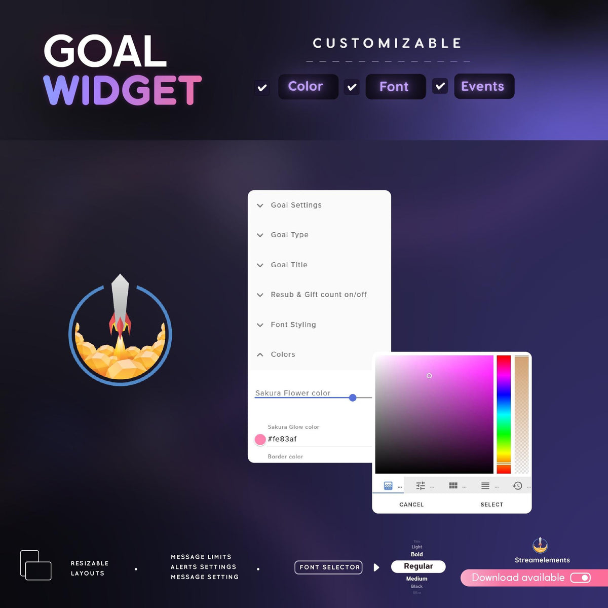Sakura Slider Goal Widget | Customizable Gradient Colors Goal Bars for Twitch Streamers | Streamelements OBS