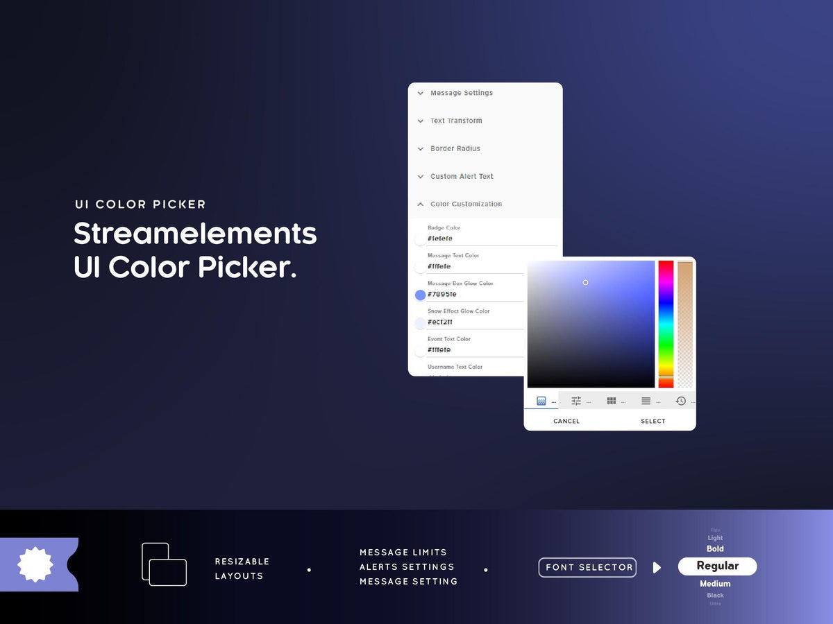Winter Night Glow Chat & Goal Widget: Customizable Stream Overlay (Streamelements)
