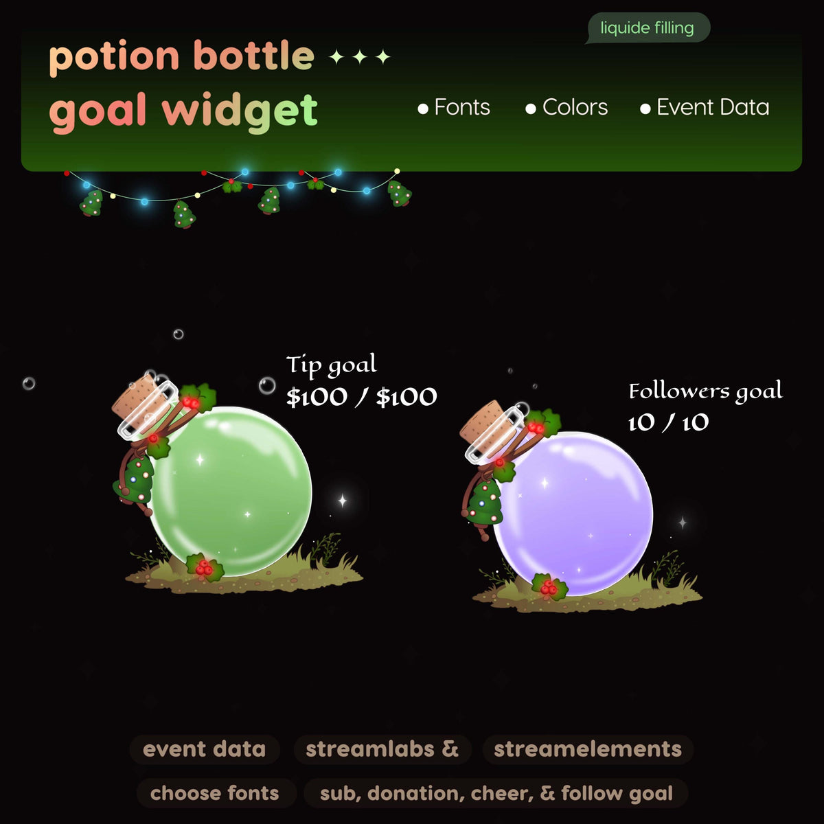 Xmas Potion Bottle Goal Widget and decoration | StreamElements & Streamlabs OBS  Widget
