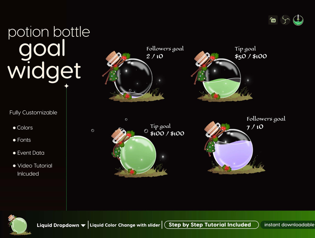 Xmas Potion Bottle Goal Widget and decoration | StreamElements & Streamlabs OBS  Widget
