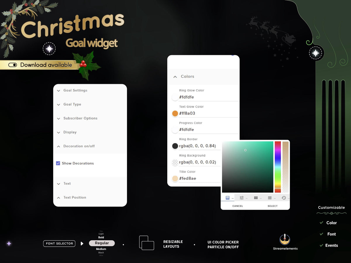 Christmas Light Goal Widget: StreamElements OBS Themes
