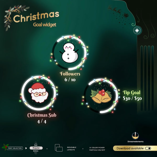 Christmas Light Goal Widget: StreamElements OBS Themes