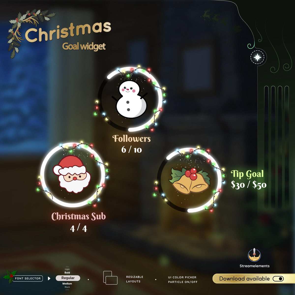 Christmas Light Goal Widget: StreamElements OBS Themes