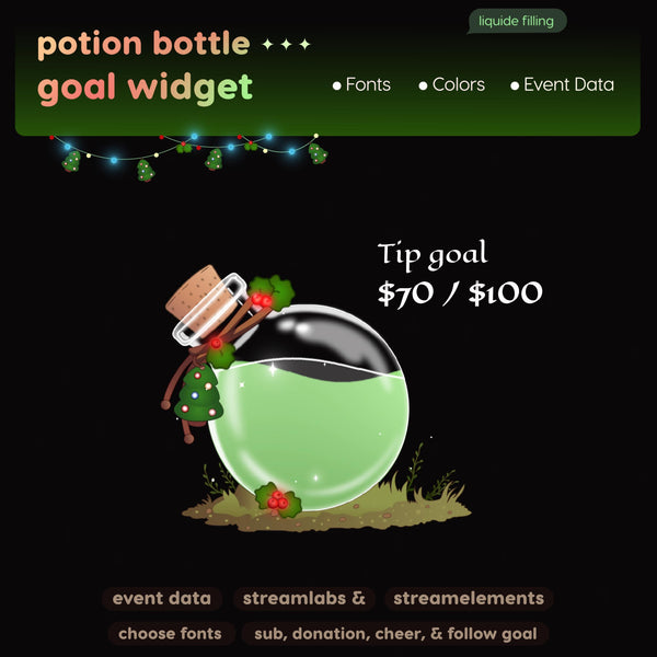 Xmas Potion Bottle Goal Widget and decoration | StreamElements & Streamlabs OBS  Widget