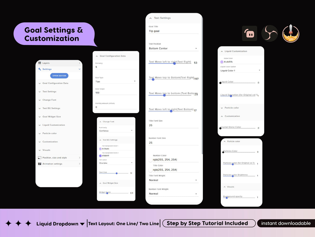 Crystal Butterfly Goal Widget | Twitch Streamlabs StreamElements Animated Sub Goal Tracker | VTuber Streamer