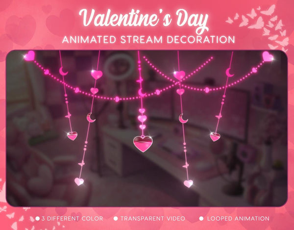 Valentine Heart Animated Stream Decoration | Twitch OBS Overlay (Digital Download)