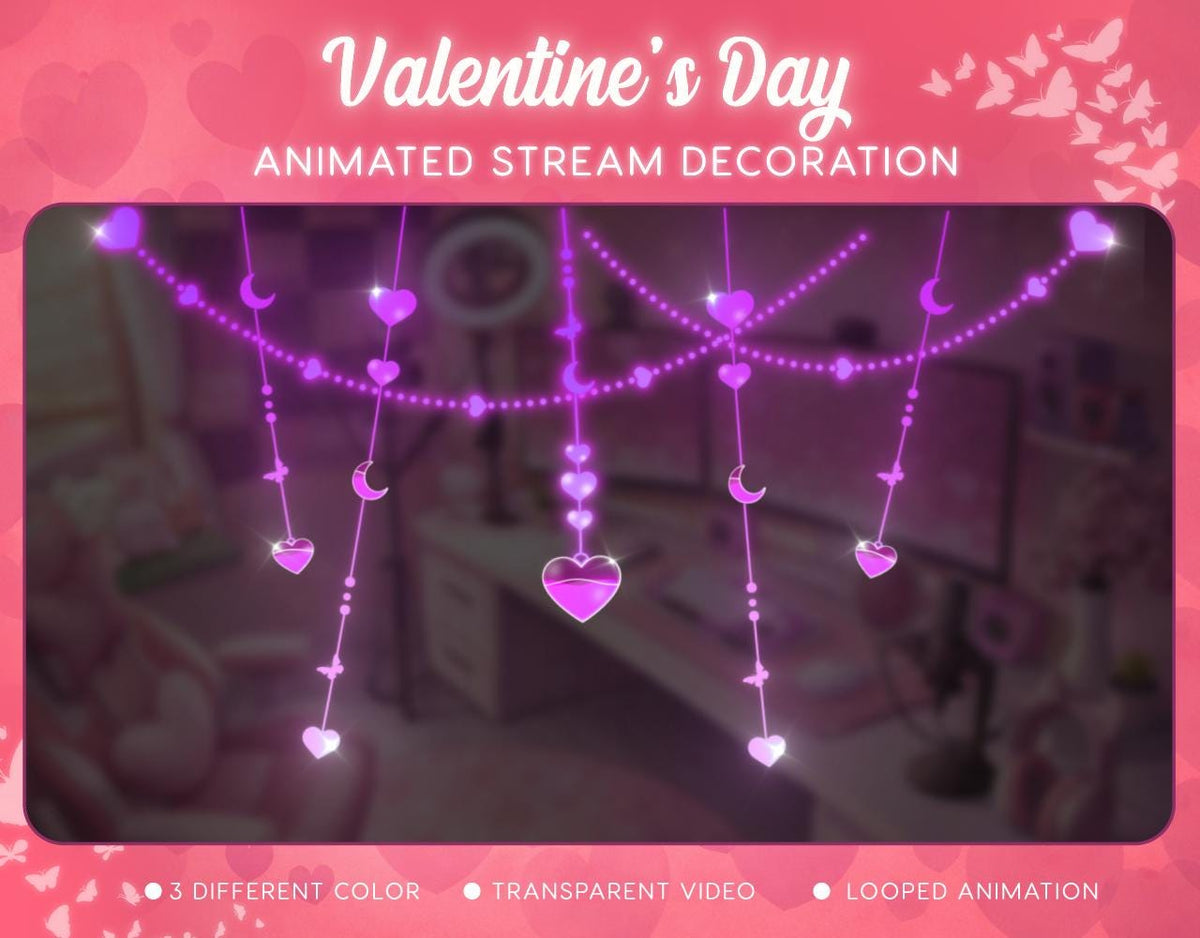Valentine Heart Animated Stream Decoration | Twitch OBS Overlay (Digital Download)