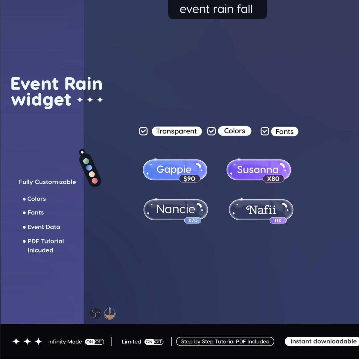 Animated Sub Event Rain Widget for Twitch Streamers (Digital Download)