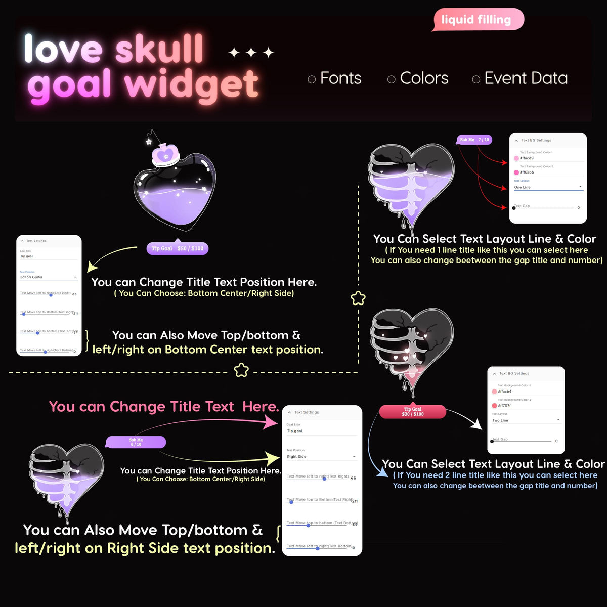 Love Skeleton Goal Widget | Twitch Streamlabs StreamElements Halloween Animated Sub Goal | VTuber Streamer