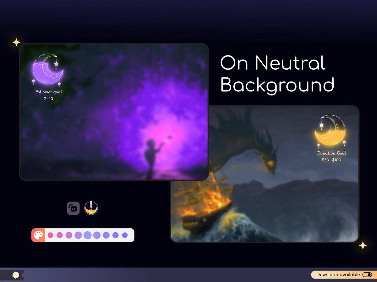 Cute Moon Glass Goal Widget – Streamlabs & StreamElements (Digital Download)
